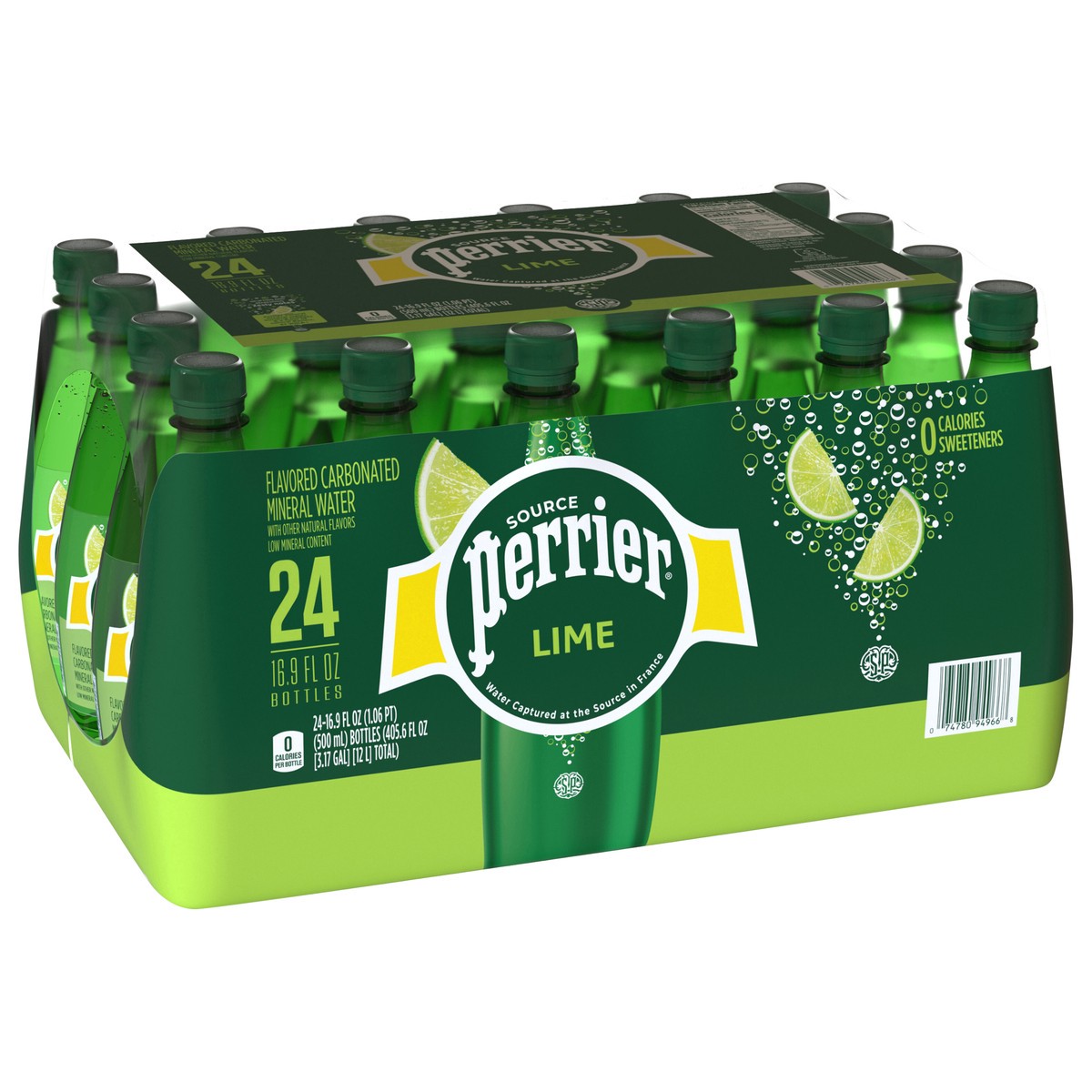slide 6 of 13, PERRIER Lime Flavored Sparkling Water, Plastic Water Bottles (24 Count) 405.6 fl oz., 24 ct