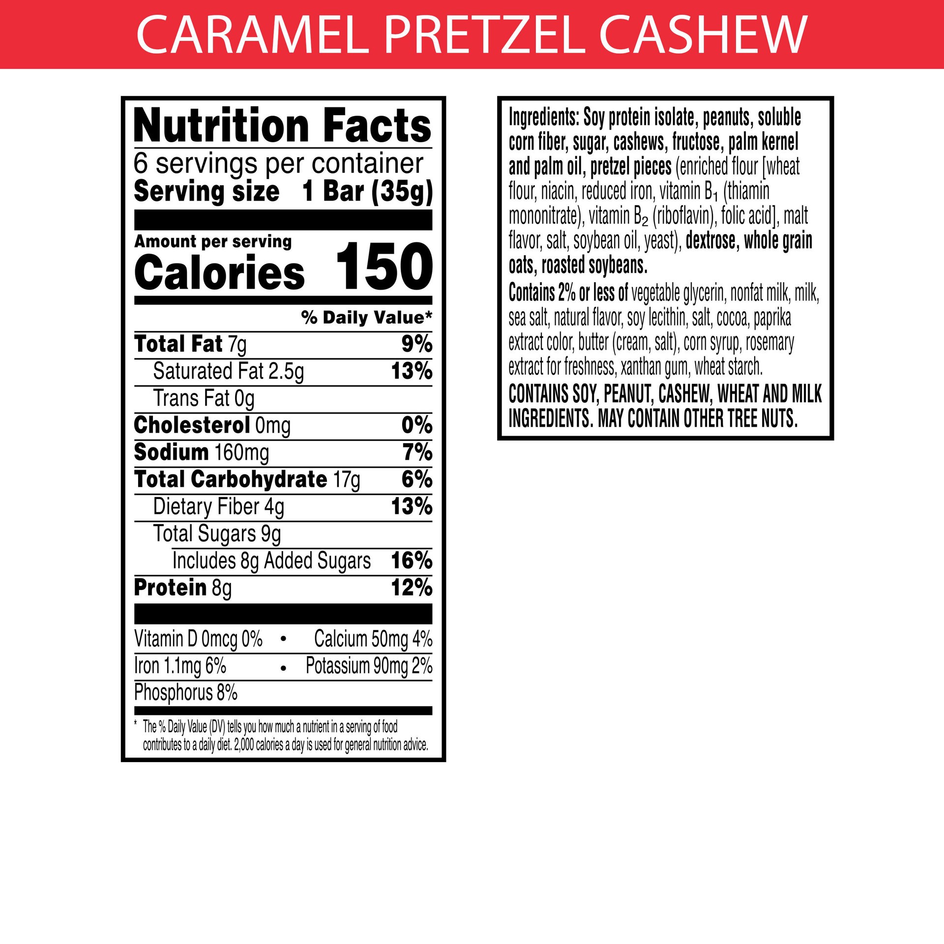 slide 2 of 5, Special K Kellogg's Special K Protein Snack Bars, Caramel Pretzel Cashew, 7.38 oz, 6 Count, 7.38 oz