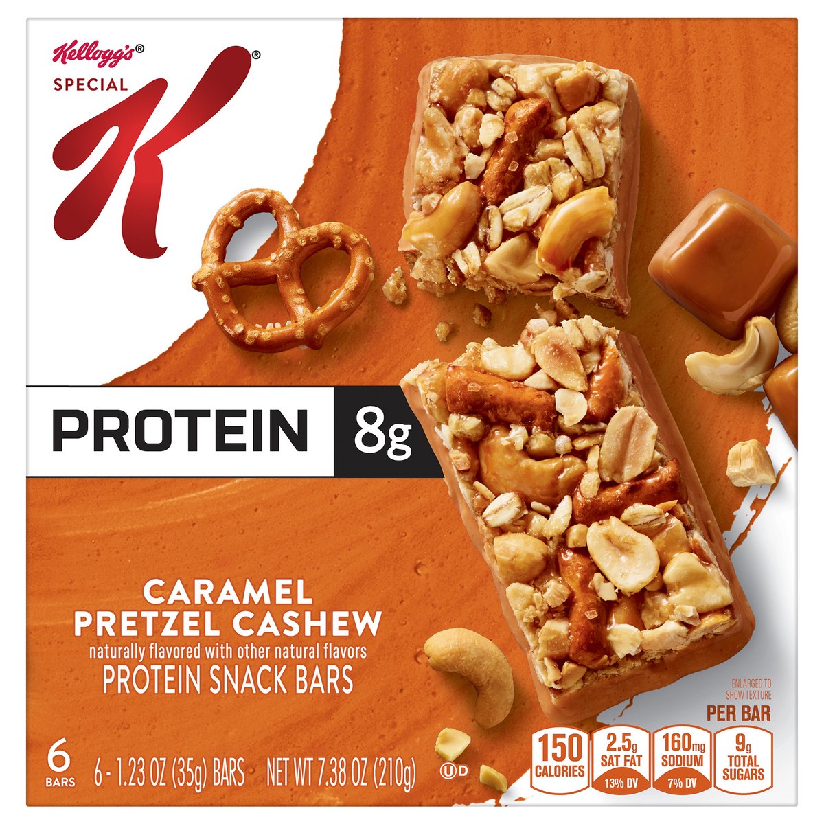 slide 1 of 5, Special K Kellogg's Special K Protein Snack Bars, Caramel Pretzel Cashew, 7.38 oz, 6 Count, 7.38 oz