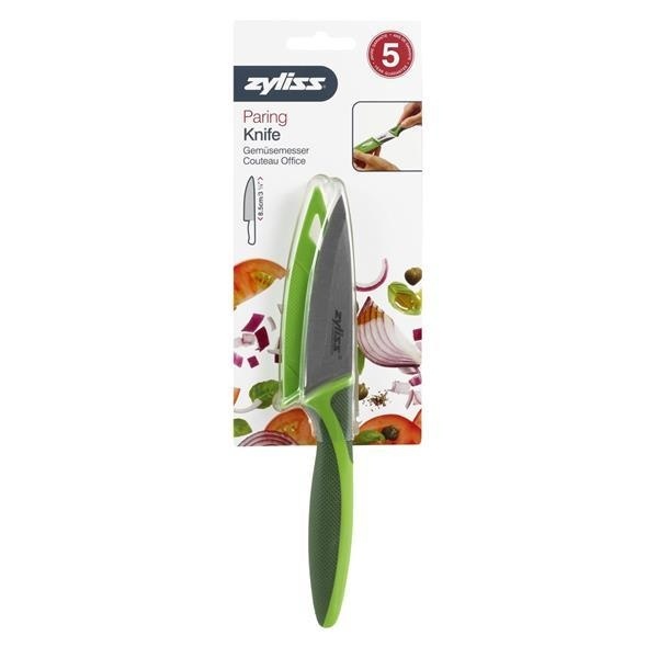 slide 1 of 1, Zyliss Stainless Steel Paring Knife with Protective Sheath - Green, 3.5 in