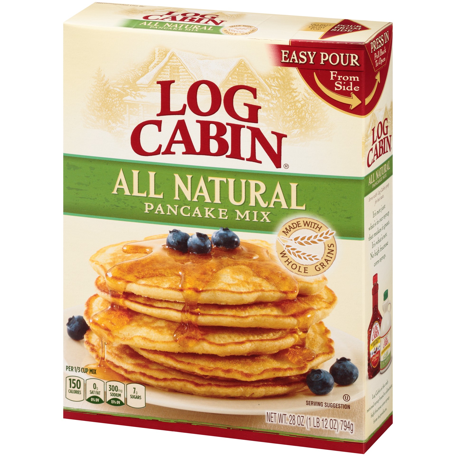 slide 4 of 5, Log Cabin All Natural Pancake Mix, 28 oz