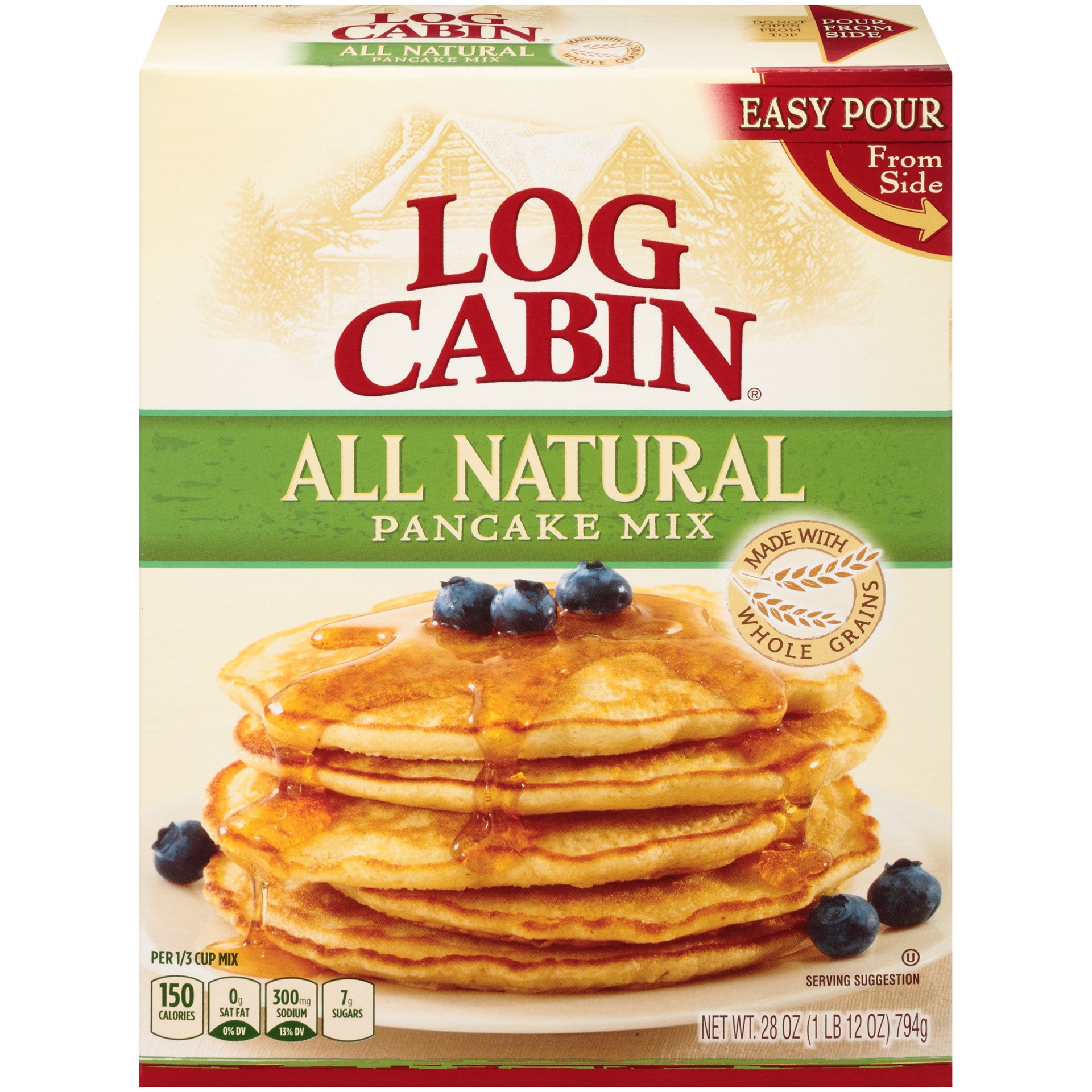 slide 1 of 5, Log Cabin All Natural Pancake Mix, 28 oz