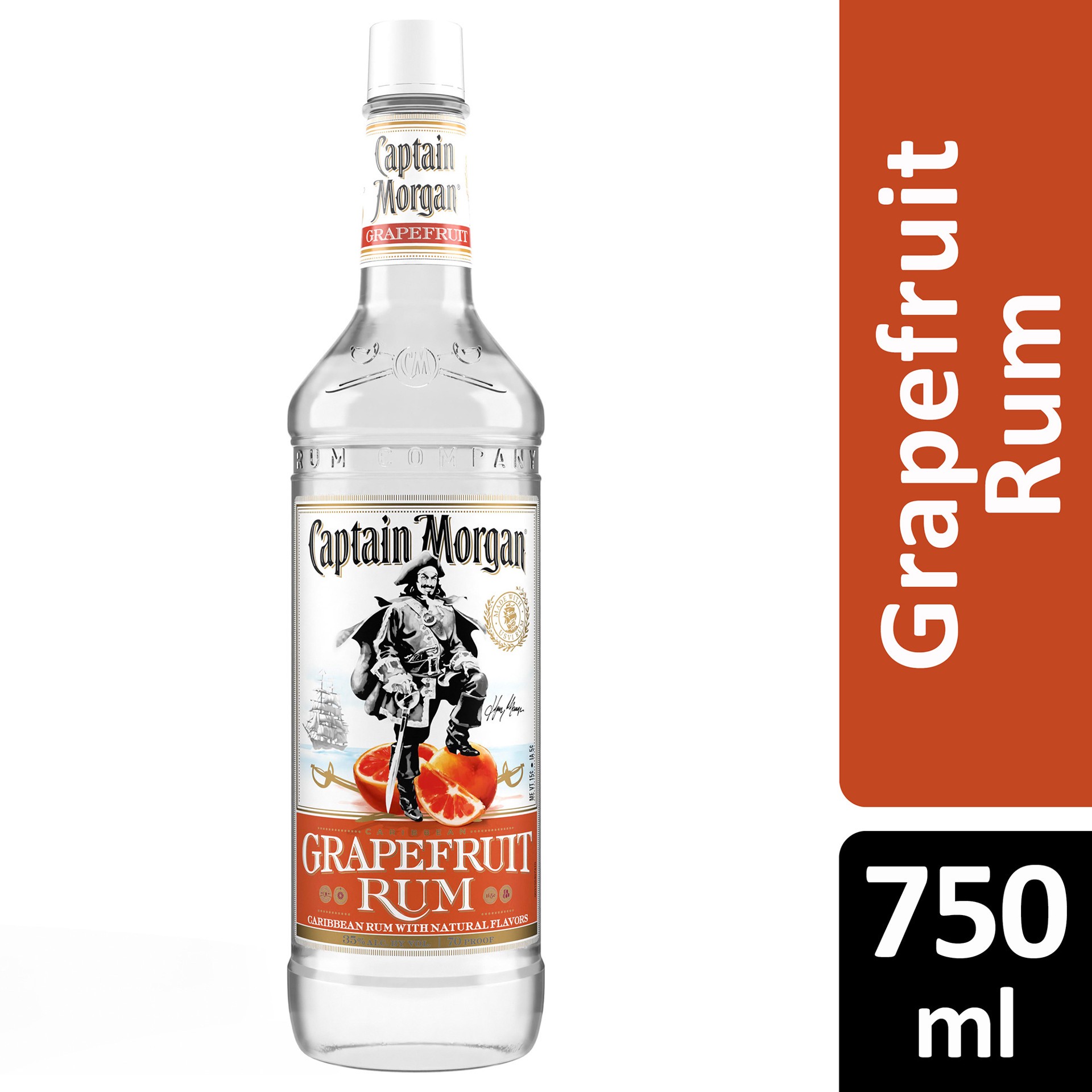 slide 4 of 4, Captain Morgan Grapefruit Rum, 750 ml