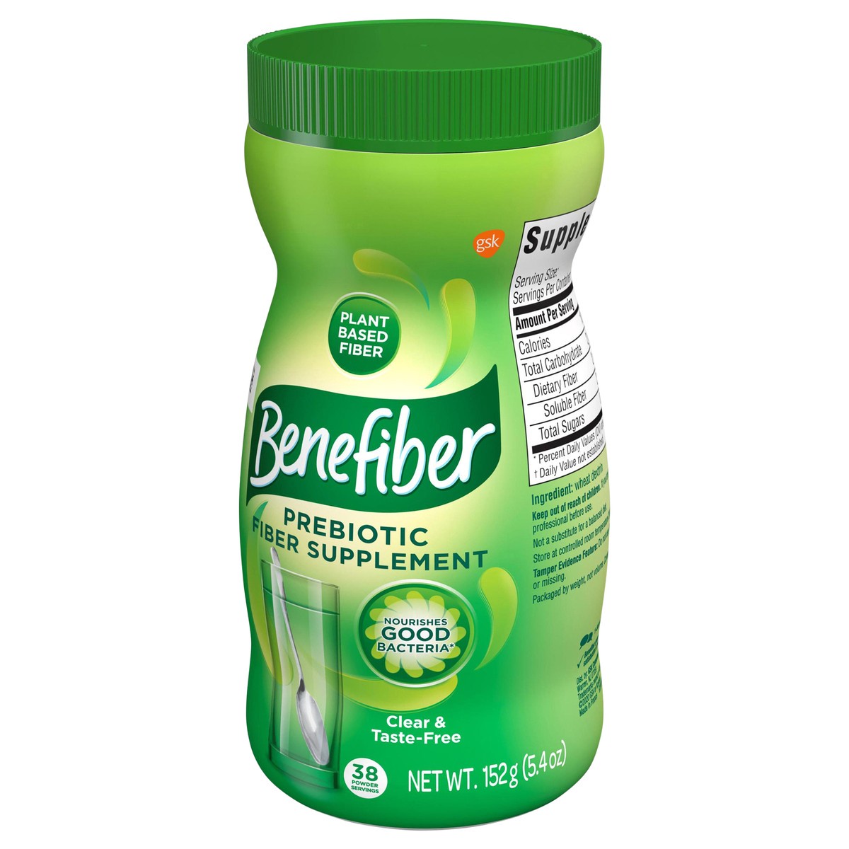 slide 9 of 9, Benefiber Daily Prebiotic Fiber Supplement Powder for Digestive Health, Unflavored - 38 Servings (5.4 Ounces), 5.4 oz