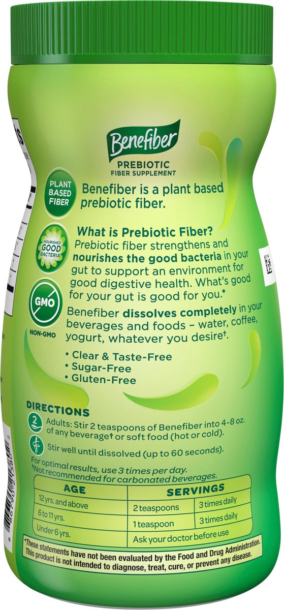 slide 6 of 9, Benefiber Daily Prebiotic Fiber Supplement Powder for Digestive Health, Unflavored - 38 Servings (5.4 Ounces), 5.4 oz