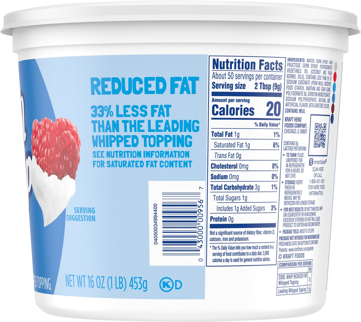 slide 14 of 14, Cool Whip Reduced Fat Whipped Topping, 16 oz Tub, 16 oz