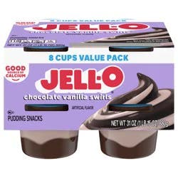 Jell-O Original Chocolate Vanilla Swirls Artificially Flavored Ready-to-Eat Pudding Snack Cups Value Pack, 8 ct Cups