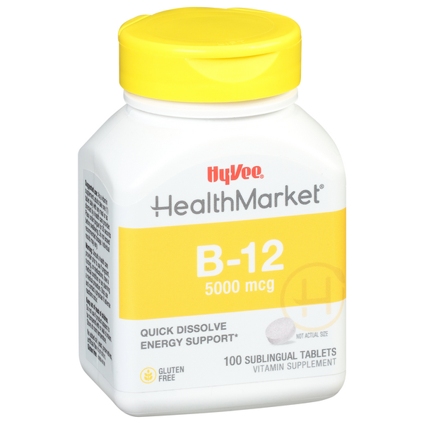 slide 1 of 1, Hy-Vee Healthmarket Vitamin B12 5000Mcg Tablets, 100 ct