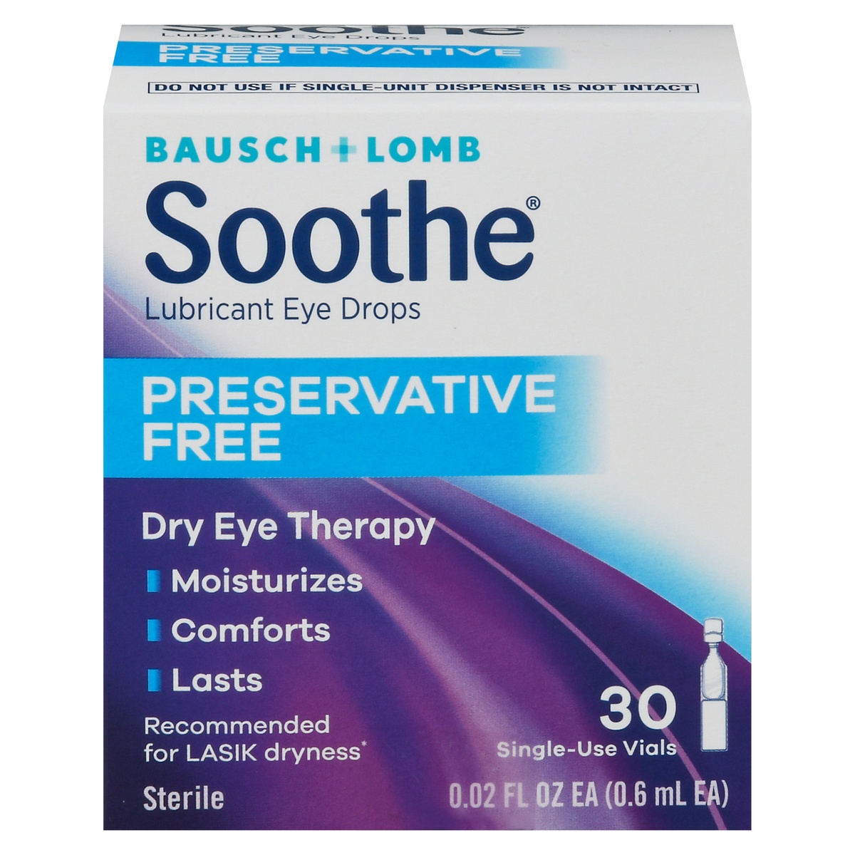 slide 1 of 1, Bausch + Lomb Soothe Lubricant Eye Drops, 28 ct; 0.02 fl oz