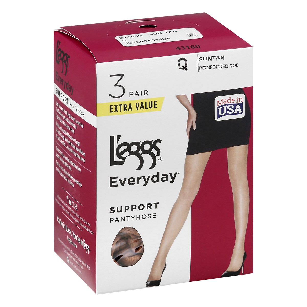 slide 2 of 9, L'eggs Everyday Size Q Suntan Support Pantyhose 3 ea, 3 ct