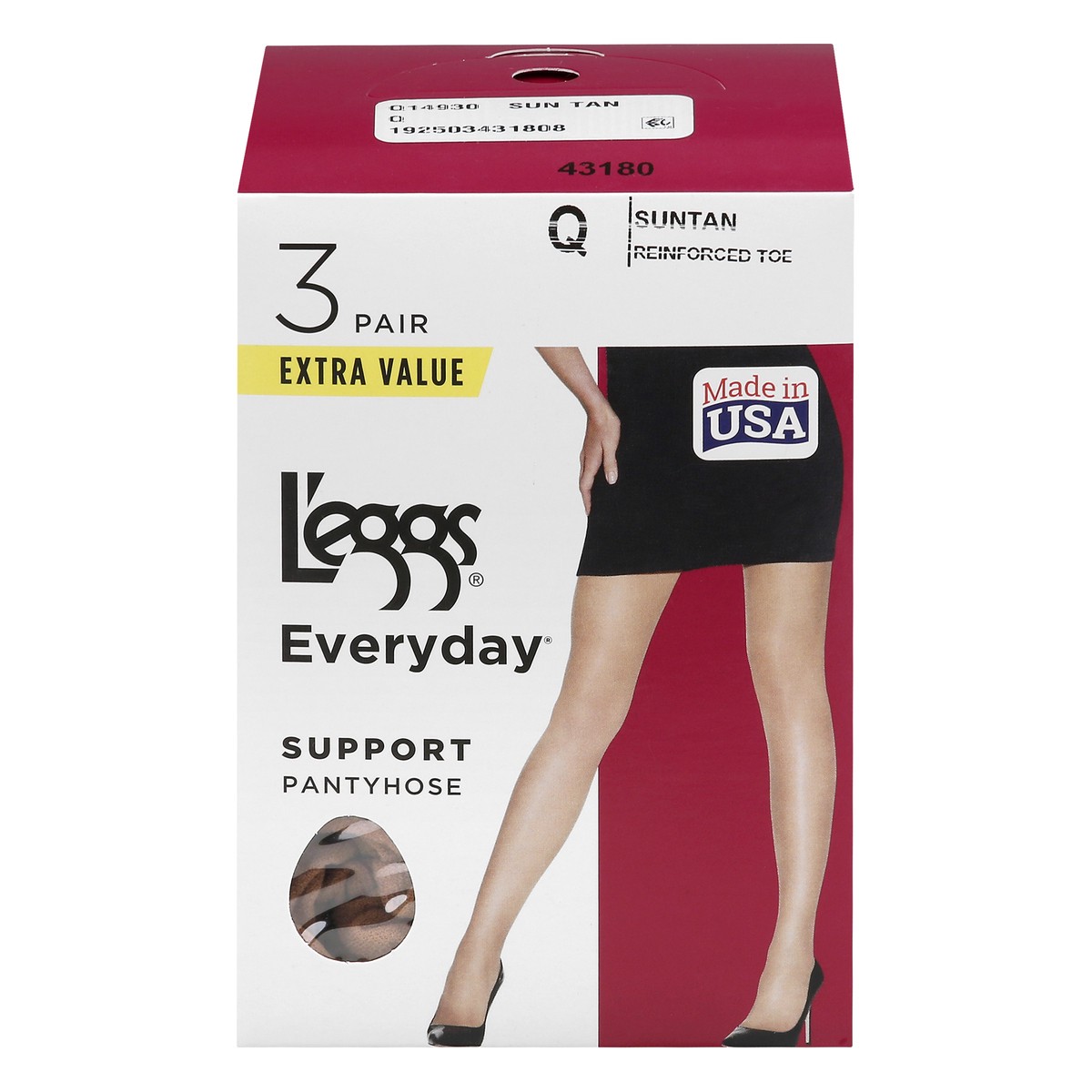 slide 1 of 9, L'eggs Everyday Size Q Suntan Support Pantyhose 3 ea, 3 ct