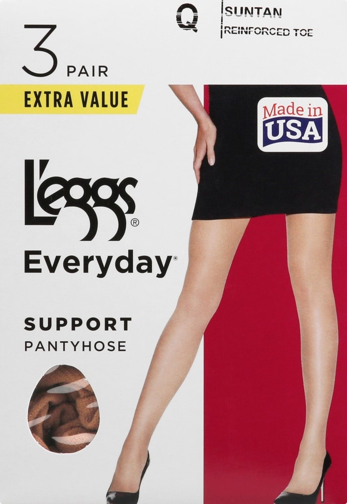 slide 1 of 1, L'eggs Everyday Control Top Support Pantyhose - Suntan, 3 ct