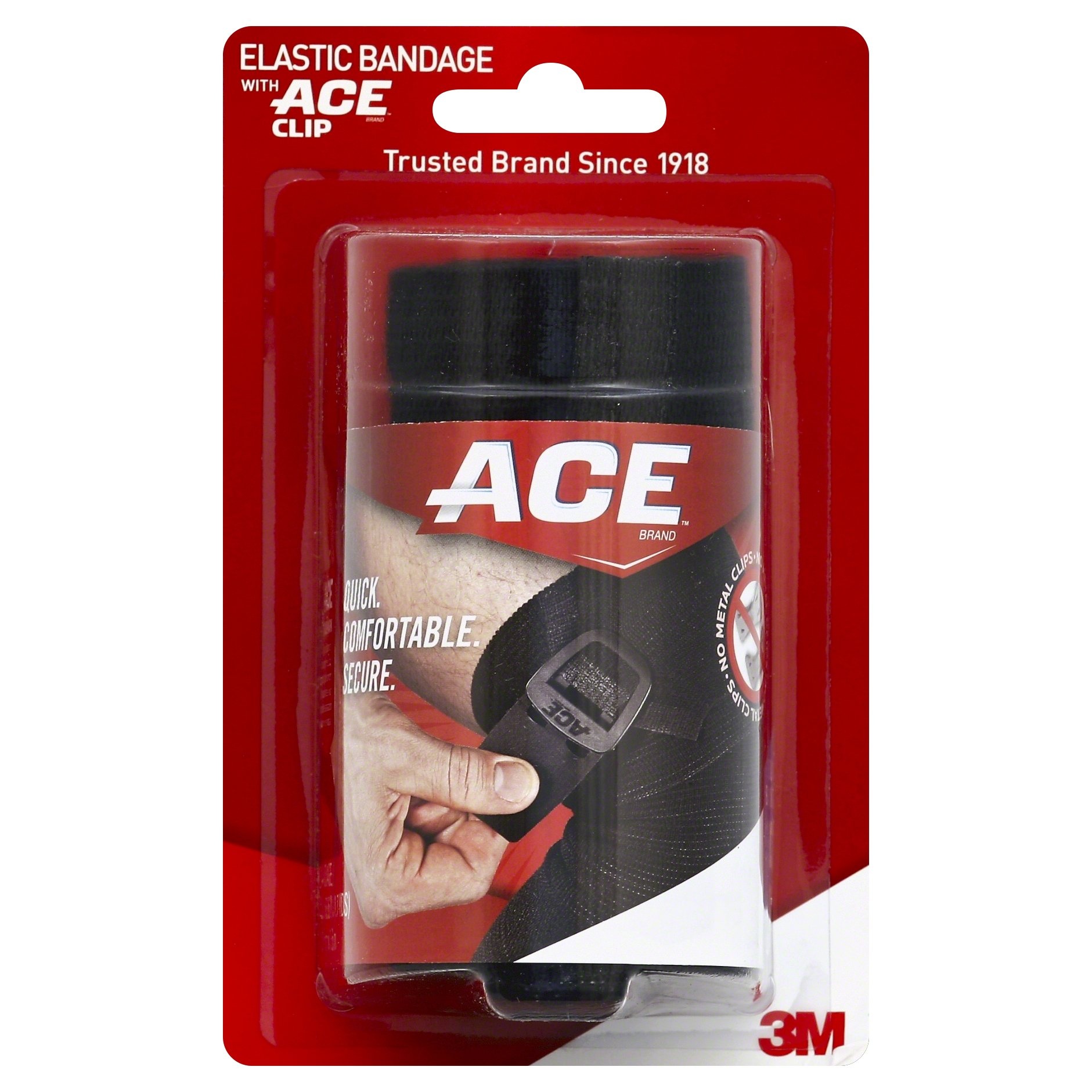 slide 1 of 1, Ace Black Elastic Bandage With Ace Clip, 4 in