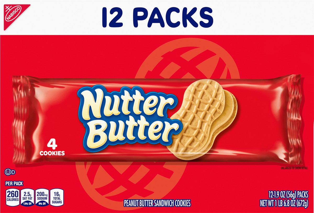 slide 5 of 9, Nabisco Nutter Butter Peanut Butter Sandwich Cookies, 12 ct; 1.9 oz
