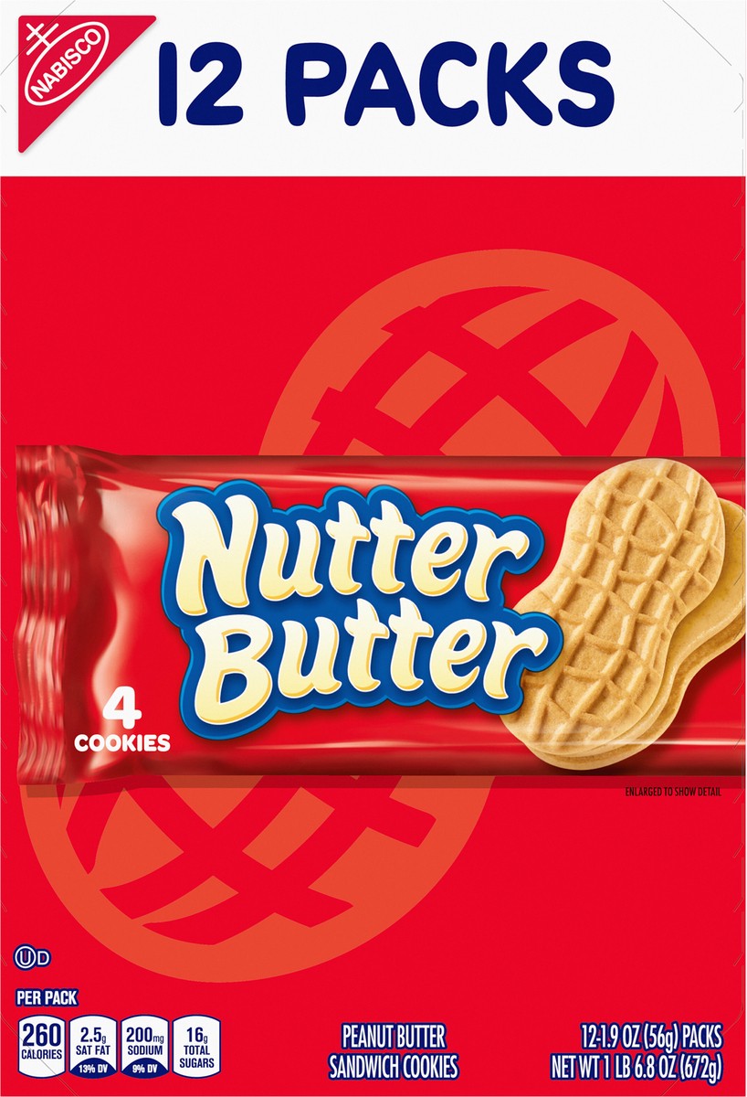 slide 6 of 9, Nabisco Nutter Butter Peanut Butter Sandwich Cookies, 12 ct; 1.9 oz