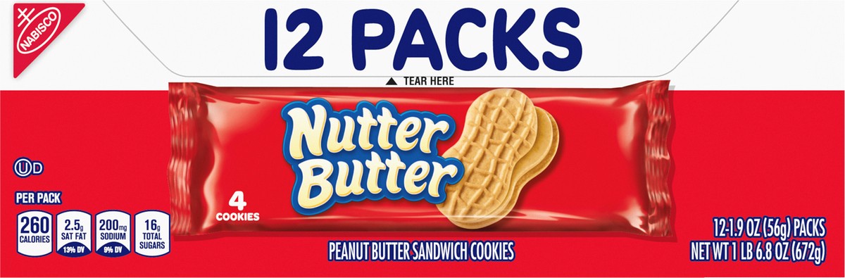 slide 9 of 9, Nabisco Nutter Butter Peanut Butter Sandwich Cookies, 12 ct; 1.9 oz