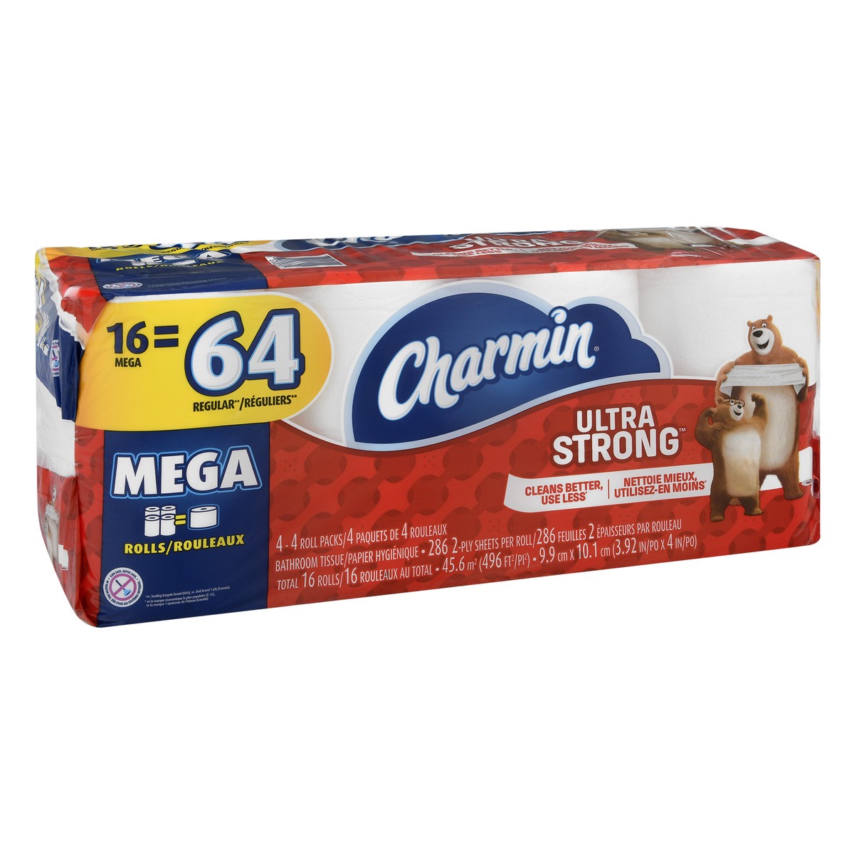 slide 4 of 8, Charmin Ultra Strong 2-Ply Mega Rolls Unscented Bathroom Tissue 4 ea, 16 ct