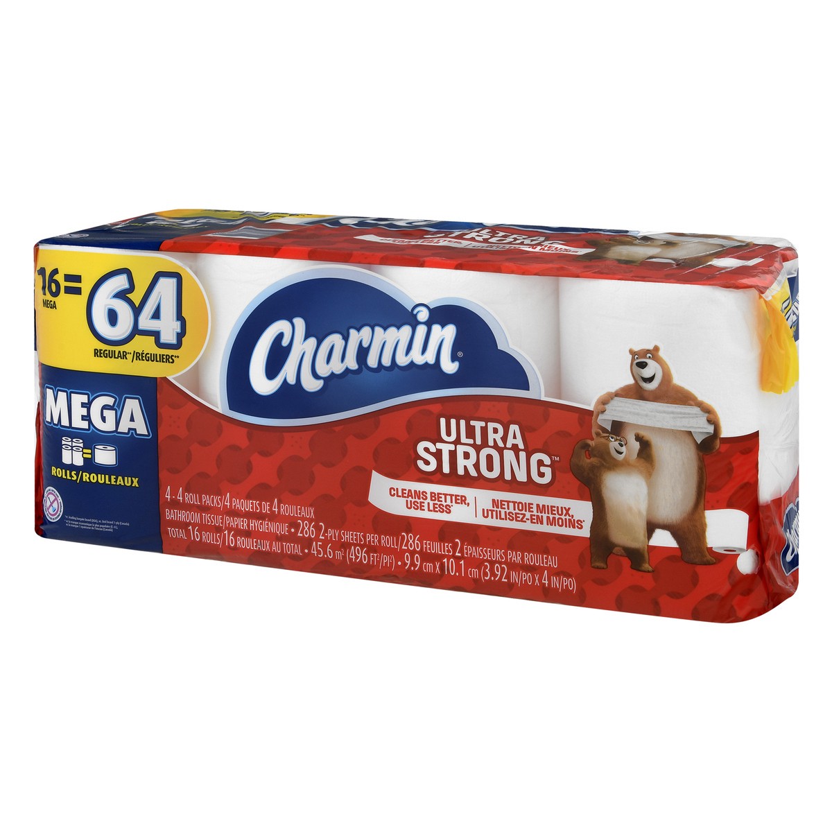 slide 5 of 8, Charmin Ultra Strong 2-Ply Mega Rolls Unscented Bathroom Tissue 4 ea, 16 ct