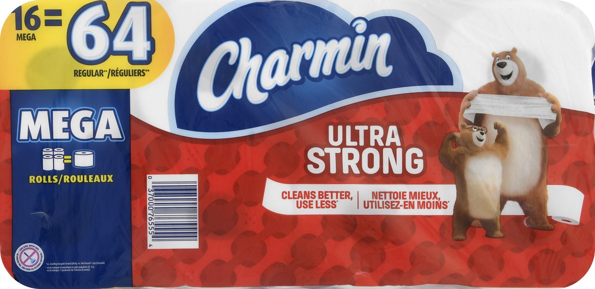 slide 2 of 8, Charmin Ultra Strong 2-Ply Mega Rolls Unscented Bathroom Tissue 4 ea, 16 ct