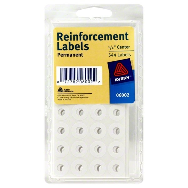 slide 1 of 1, Avery Reinforcement Labels, Permanent, 544 ct