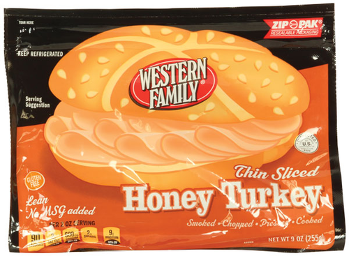 slide 1 of 1, Western Family Honey Turkey Thin Sliced, 9 oz