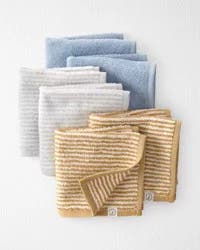 Littleplanet Baby 6-Pack Organic Cotton Washcloths Camp Khaki, Galaxy Gray OSZ