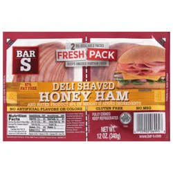 Bar-S Deli Shaved Honey Ham Fresh Pack 2 - 6 oz Packs