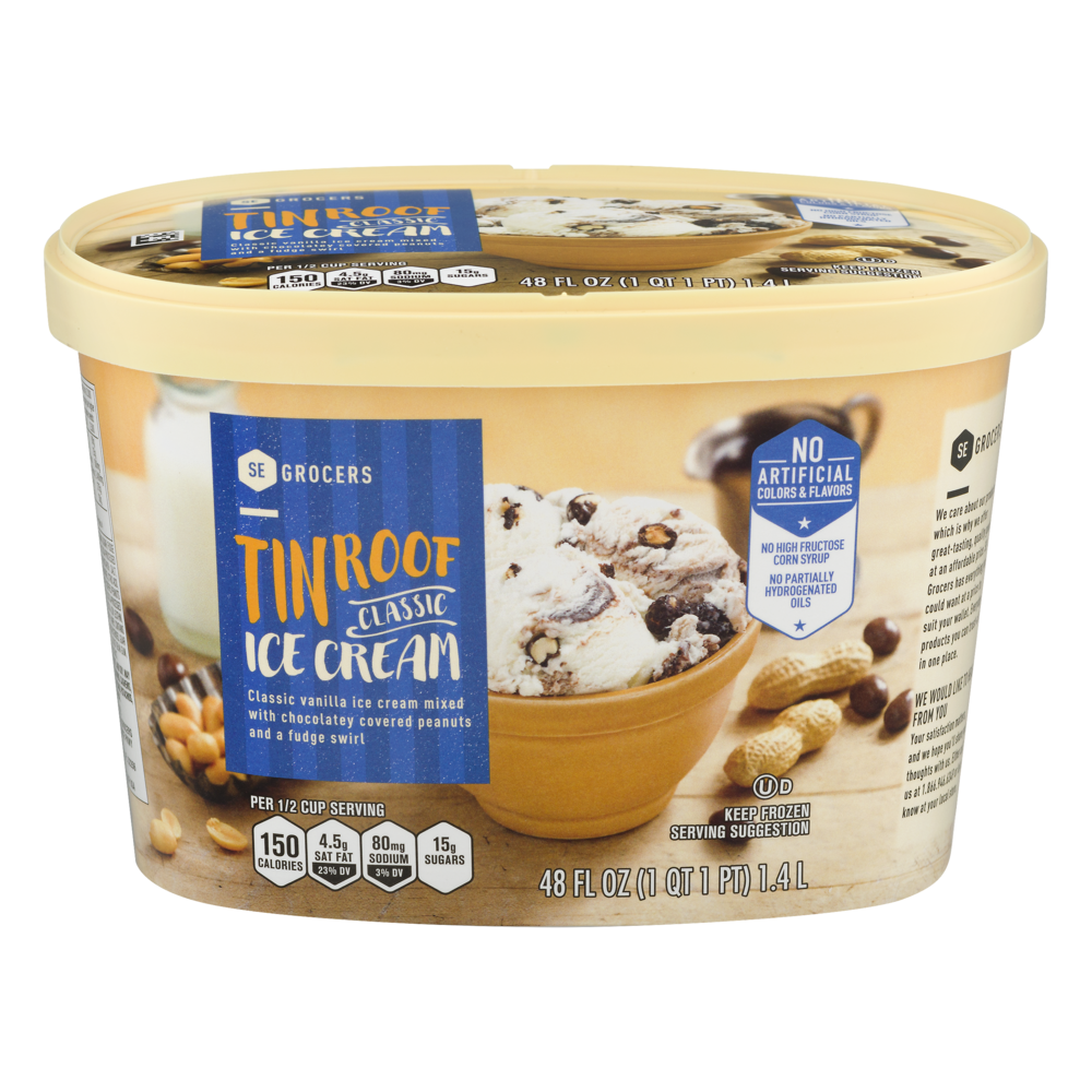 slide 1 of 1, SE Grocers Classic Ice Cream Tin Roof, 48 oz