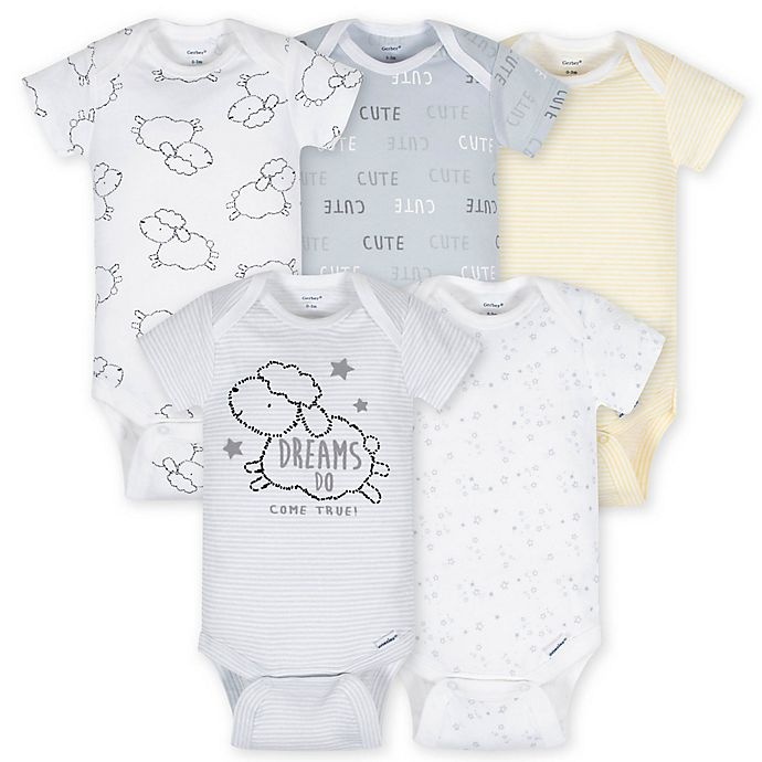 slide 1 of 6, Gerber Onesies Newborn Lamb Bodysuits, 5 ct