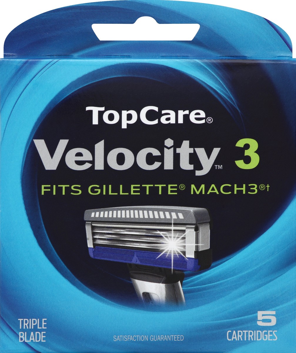 slide 5 of 6, TopCare Razor Men Velocity 3 Blade Refill, 5 ct