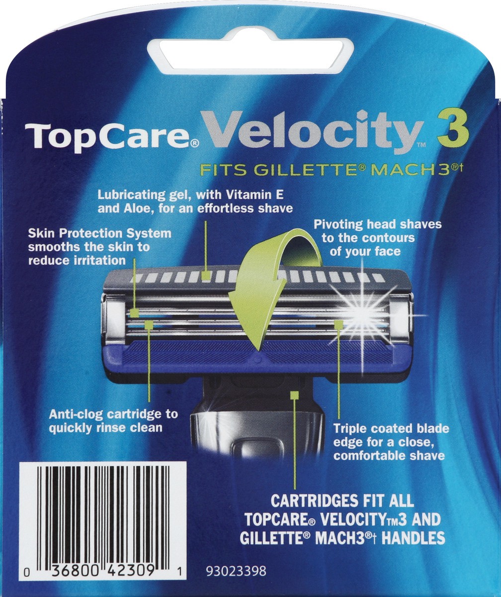 slide 6 of 6, TopCare Razor Men Velocity 3 Blade Refill, 5 ct