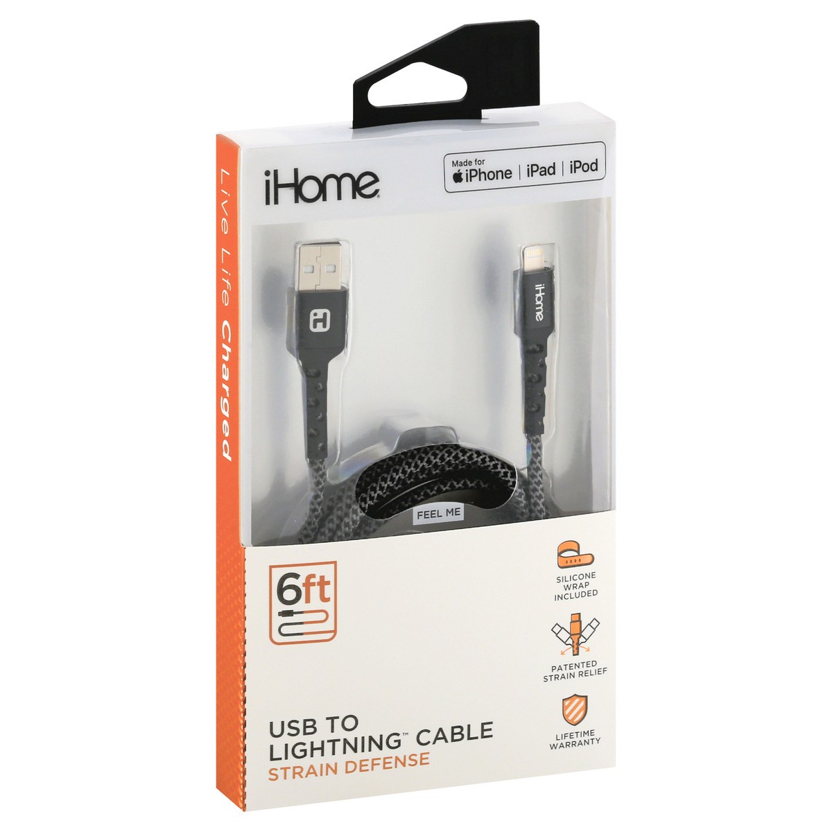 slide 6 of 9, iHome 6 Feet USB to Lightning Strain Defense Cable 1 ea, 1 ct