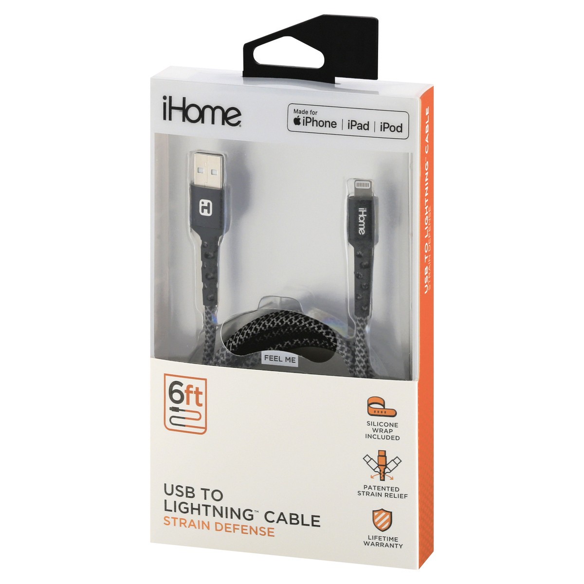 slide 7 of 9, iHome 6 Feet USB to Lightning Strain Defense Cable 1 ea, 1 ct