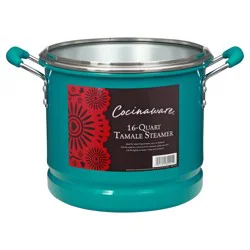 Cocinaware Teal Tamale Steamer with Glass Lid