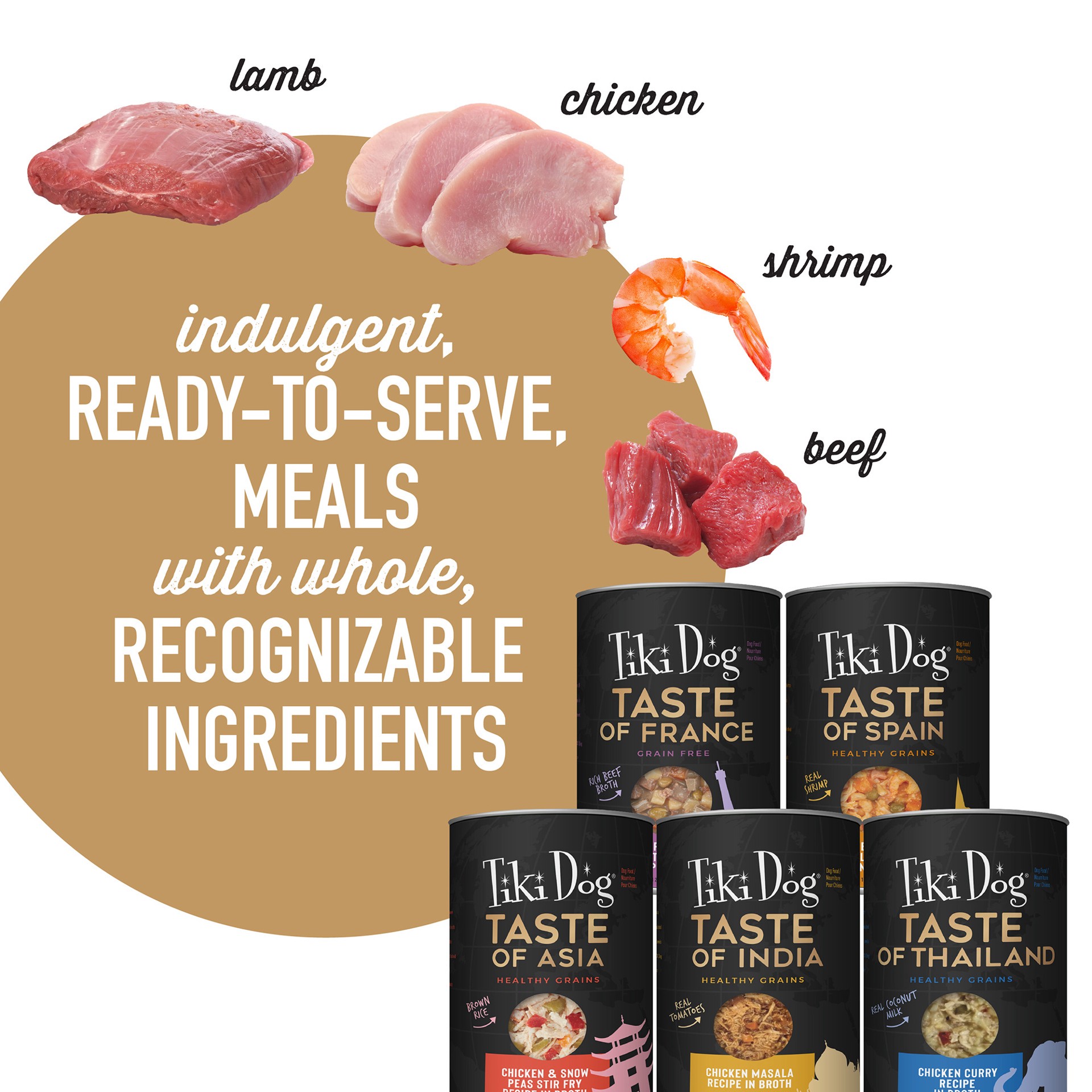 slide 6 of 6, Tiki Dog Taste of the World Wet Dog Food, Variety Pack, 12 oz. Cans (8 Count), 12 oz