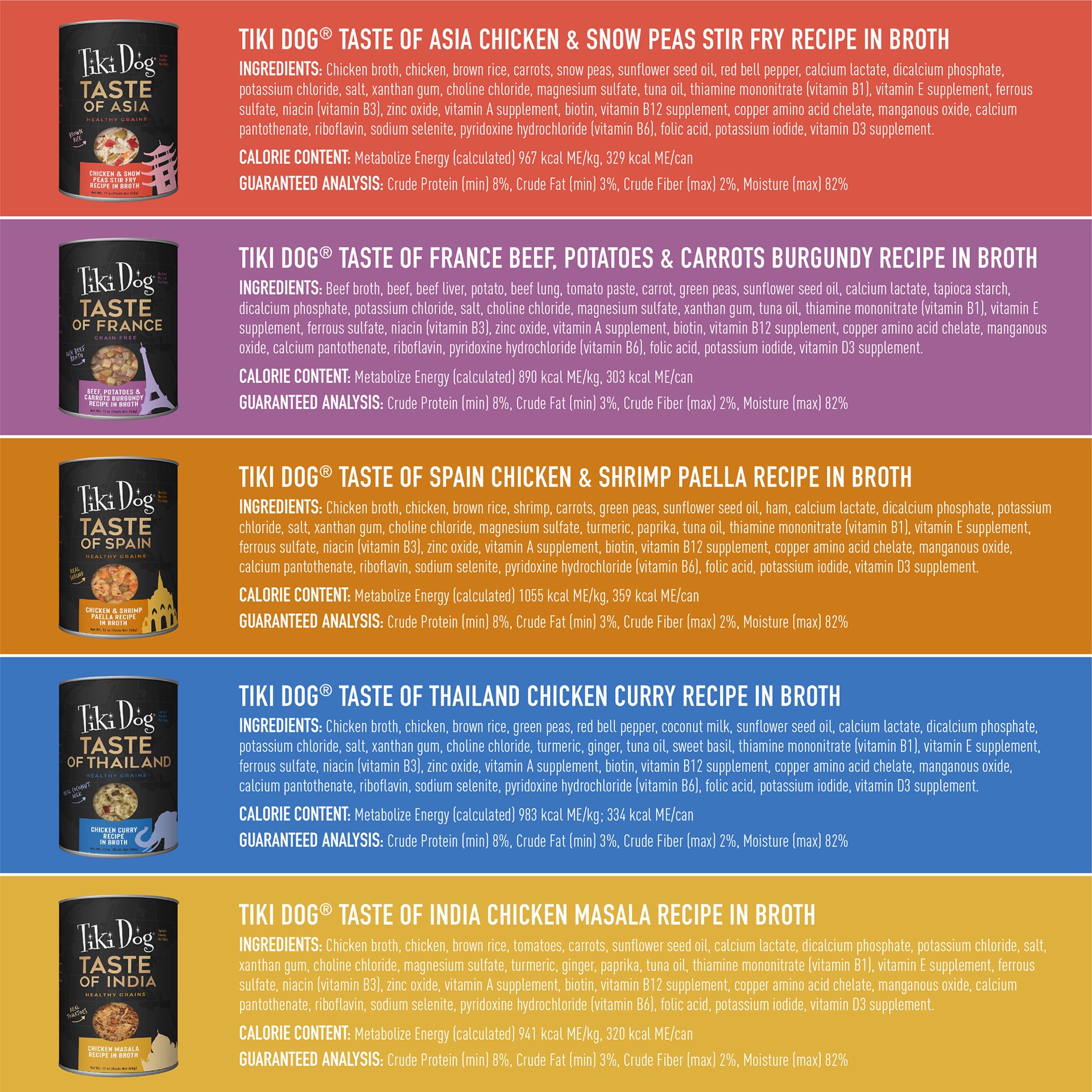 slide 4 of 6, Tiki Dog Taste of the World Wet Dog Food, Variety Pack, 12 oz. Cans (8 Count), 12 oz