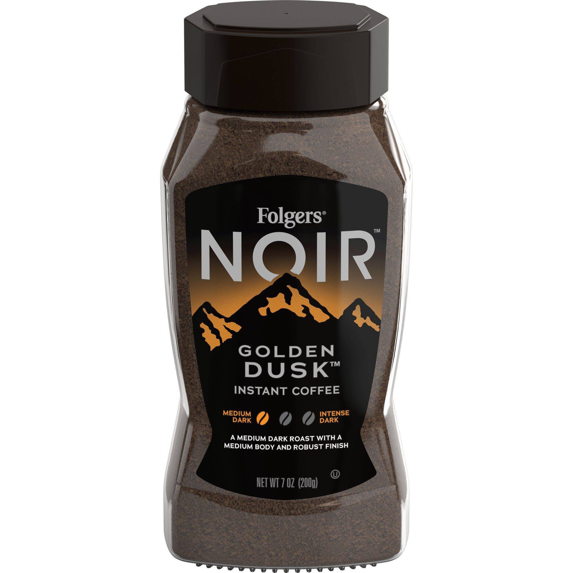 slide 1 of 1, Folgers Noir Golden Dusk Medium Dark Roast Instant Coffee, 7 oz