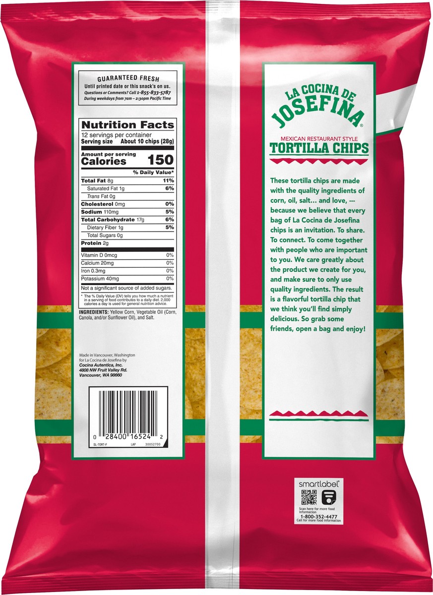 slide 2 of 3, La Cocina De Josefina Tortilla Chips Mexican Restaurant Style 12 Oz, 12 oz