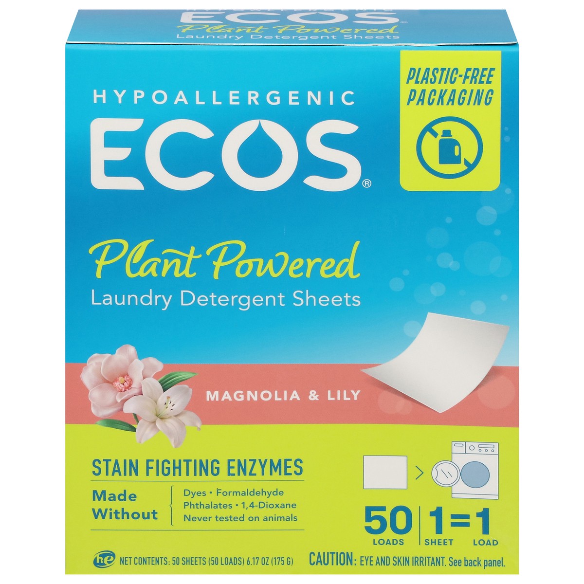 slide 1 of 10, Ecos Plant Powered Magnolia & Lily Laundry Detergent Sheets 50 ea, 1 ct