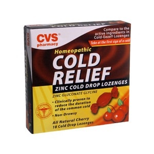 slide 1 of 1, CVS Pharmacy Cold Relief Zinc Cold Drop Lozenges All Natural Cherry, 18 ct