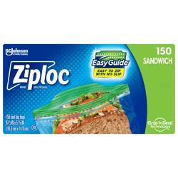 Ziploc Brand Sandwich Bags with EasyGuide™ Texture, Grip ’n Seal Technology™, 150 count