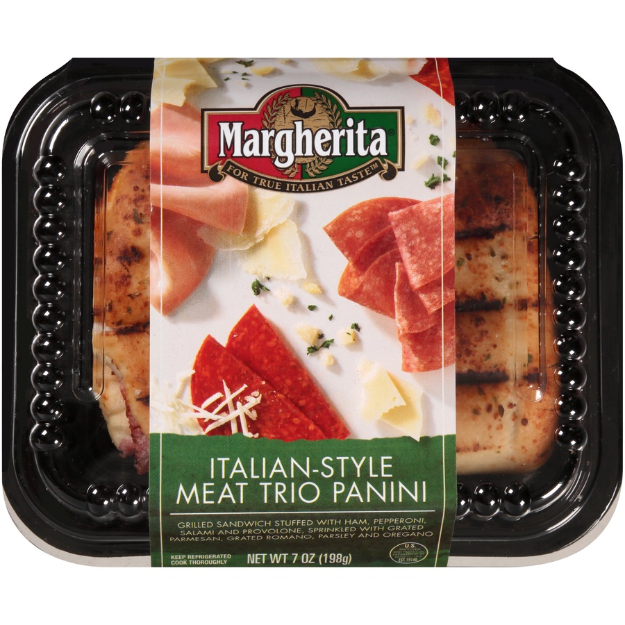 slide 1 of 1, Margherita Italian Style Meat Trio Panini, 7 oz