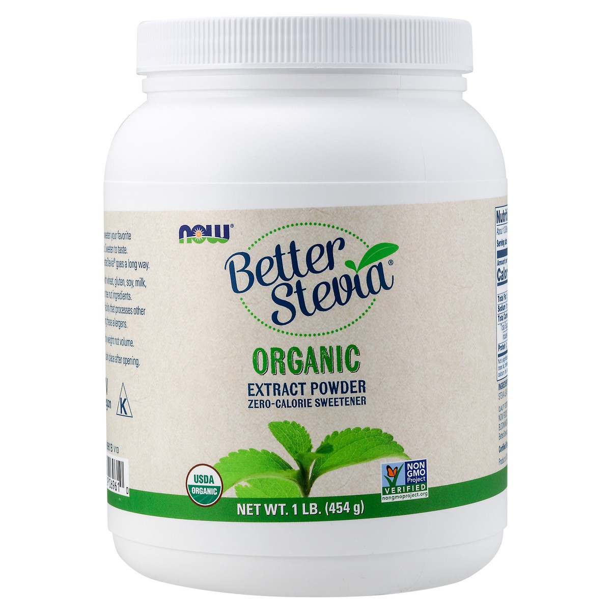 slide 3 of 6, NOW Foods BetterStevia Organic Zero-Calorie Extract Powder, Keto Friendly, Suitable for Diabetics, No Erythritol, 1 Pound, 1 lb