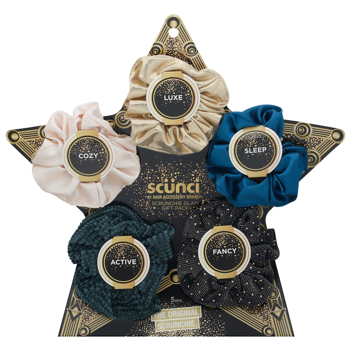 slide 1 of 9, scünci Glam Gift Pack Scrunchie 5 ea, 5 ct