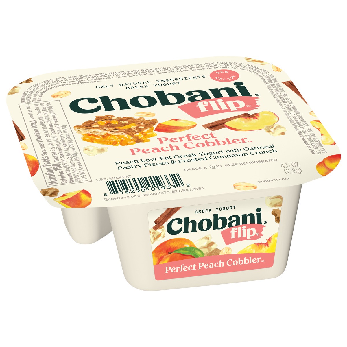 slide 9 of 9, Chobani Flip Greek Lowfat Perfect Peach Cobbler Yogurt 4.5 oz, 4.5 oz