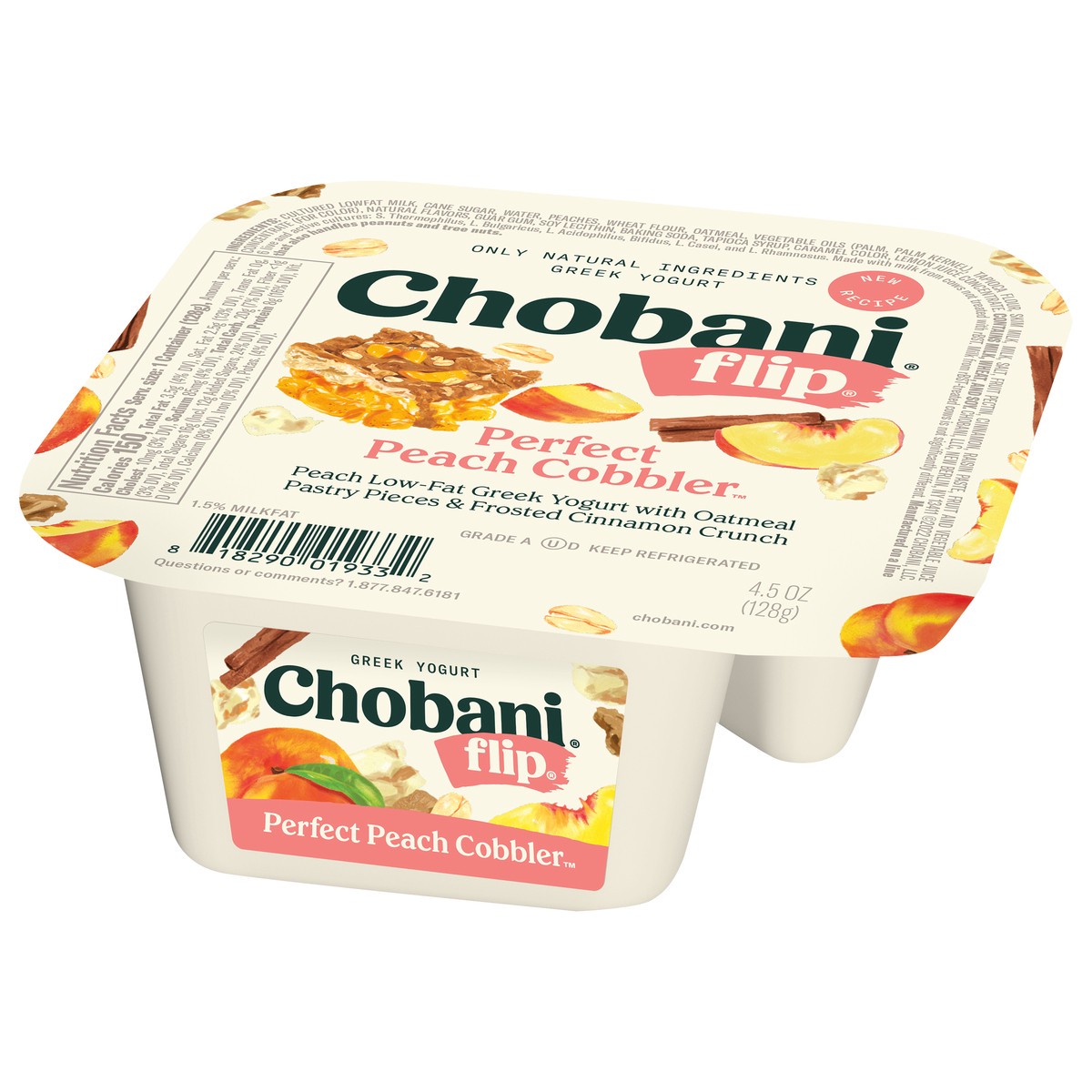 slide 5 of 9, Chobani Flip Greek Lowfat Perfect Peach Cobbler Yogurt 4.5 oz, 4.5 oz