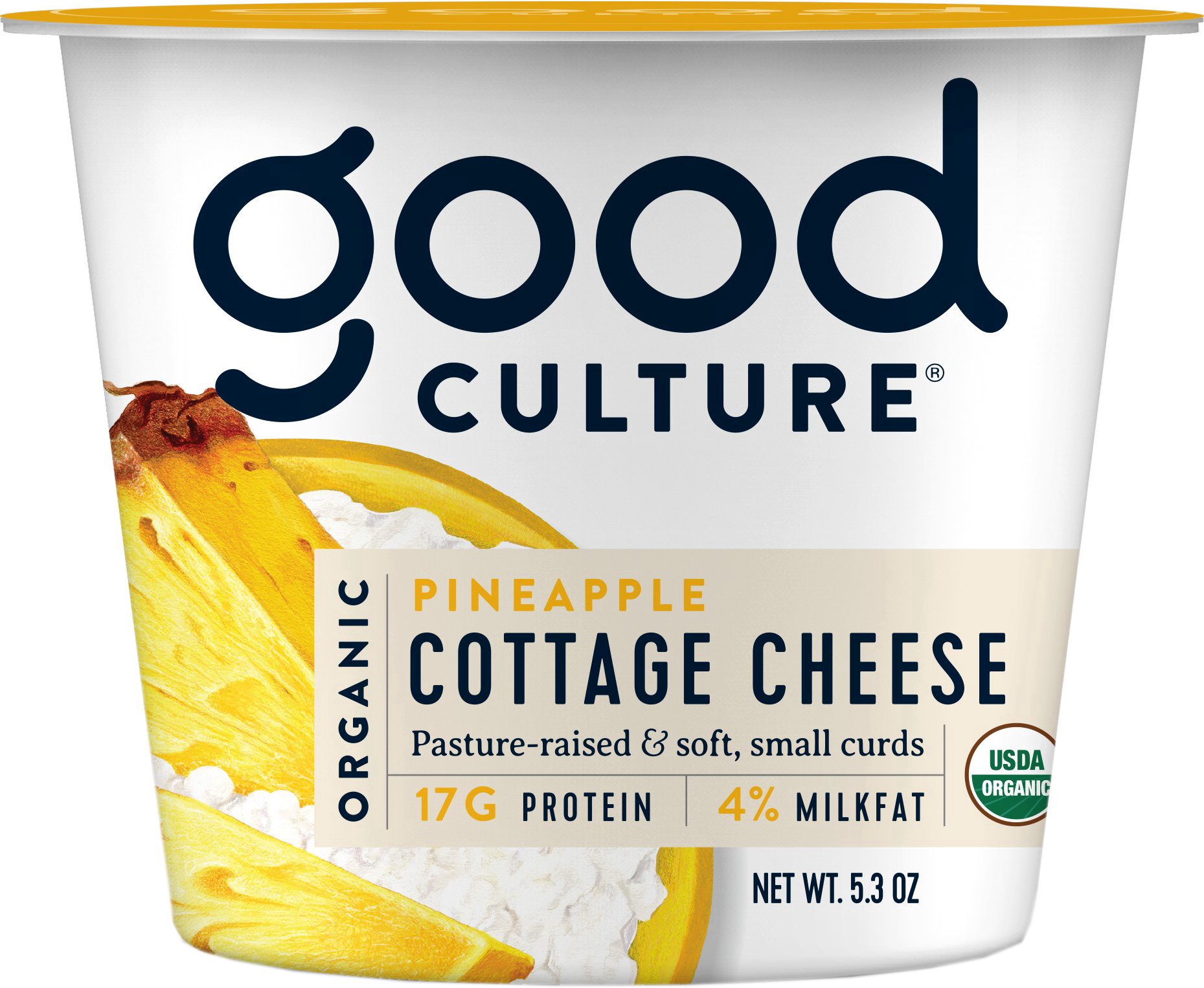 slide 1 of 6, good culture Organic Cottage Cheese Pineapple, 5.3 oz