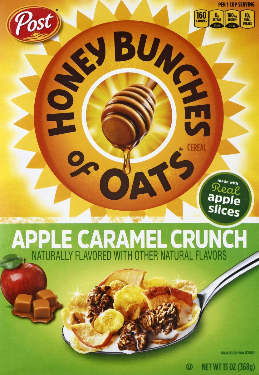 slide 4 of 13, Honey Bunches of Oats Post Apple Caramel Cereal, 13 oz