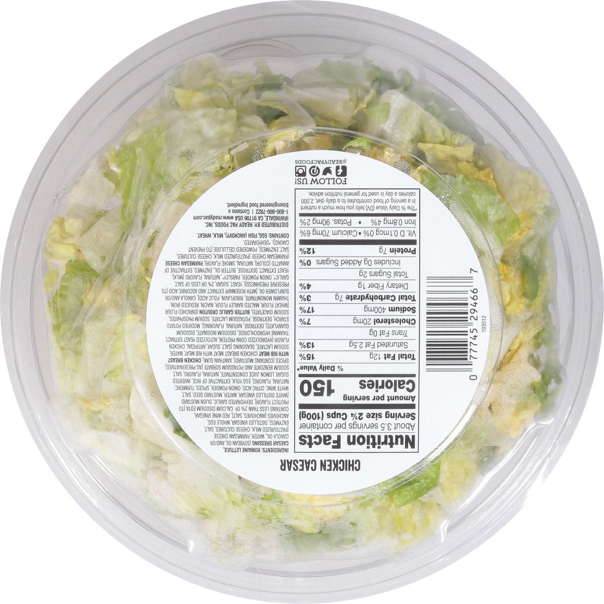 slide 5 of 11, Ready Pac Foods Bistro Chicken Caesar Salad with Creamy Caesar Dressing 12 oz, 11.5 oz