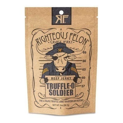 slide 1 of 1, Righteous Felon Beef Jerky: Truffle-o Soldier, 2 oz